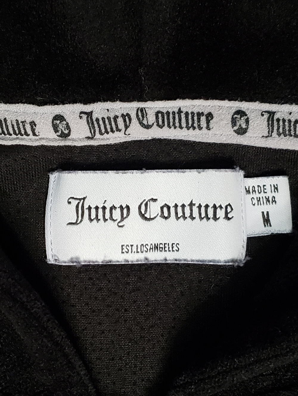 NWOT! JUICY COUTURE Women's Y2K Velour Full-Zip LS Hooded Sweatshirt (M) Black - Picture 2 of 8